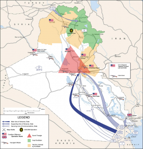 Mapa sa prikazom okupacije Iraka